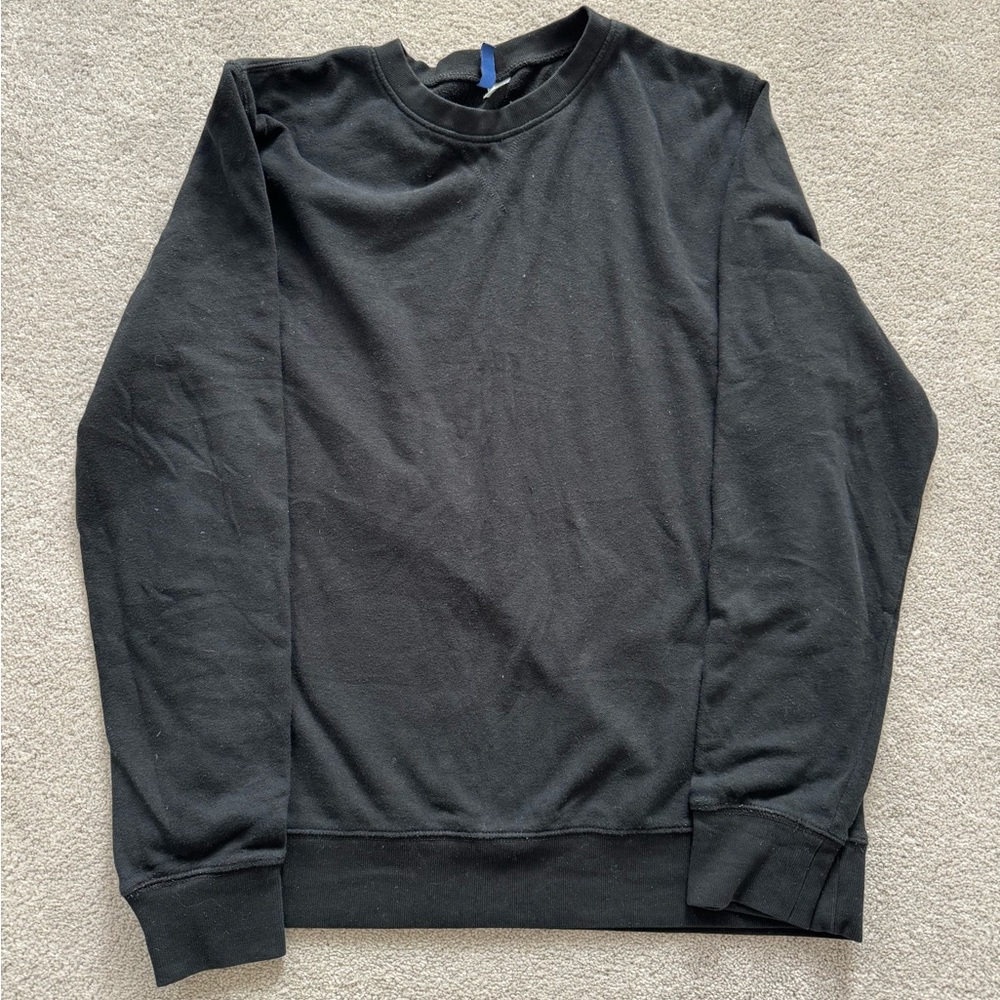 Divided Black Crewneck Sweater Minimalist Design